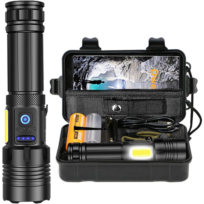 Ліхтар LED 20000 Люмен, USB-C, XHP77.2, Zoom, IPX67, 7 режимів, для кемпінгу та надзвичайних ситуацій
