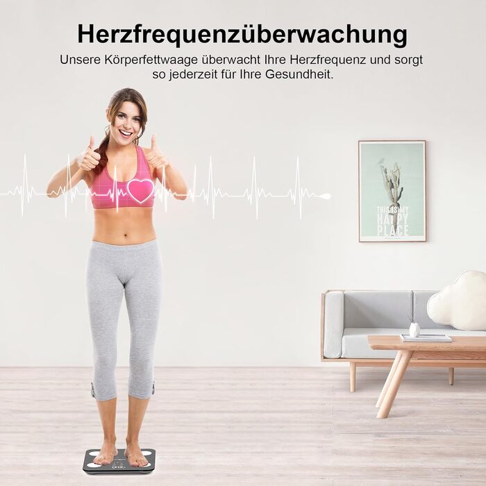 Вага тіла з аналізом складу тіла, персональна вага, Smart вага з APP, великий дисплей, чорний мармур