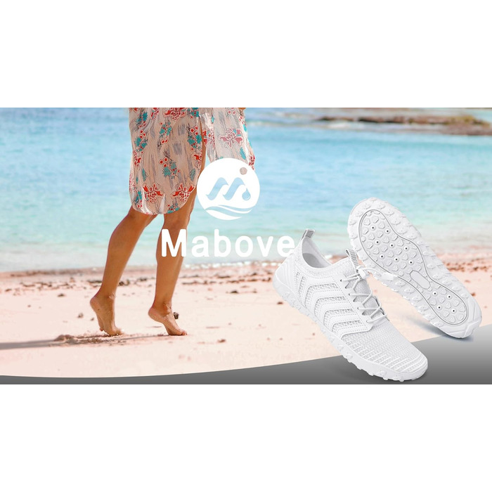 Чоботи для плавання Mabove: чоловічі та жіночі, швидко сохнуть, для серфінгу, плавання, аквашузи, басейну, розмір 39 EU, білі