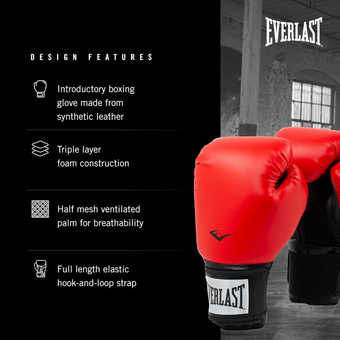 Боксерські рукавички Everlast Prostyle 2 для тренувань, 14 oz, червоні, одноколірні