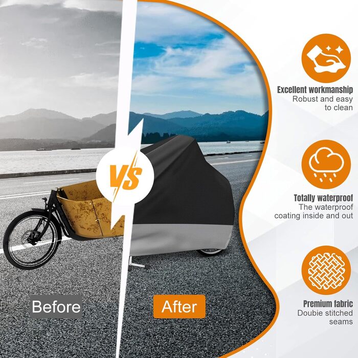 Водонепроникний чохол для вантажного велосипеда з оксфордської тканини 420D, гараж для велосипеда, захисна накидка для триколісного та одноколісного велосипеда
