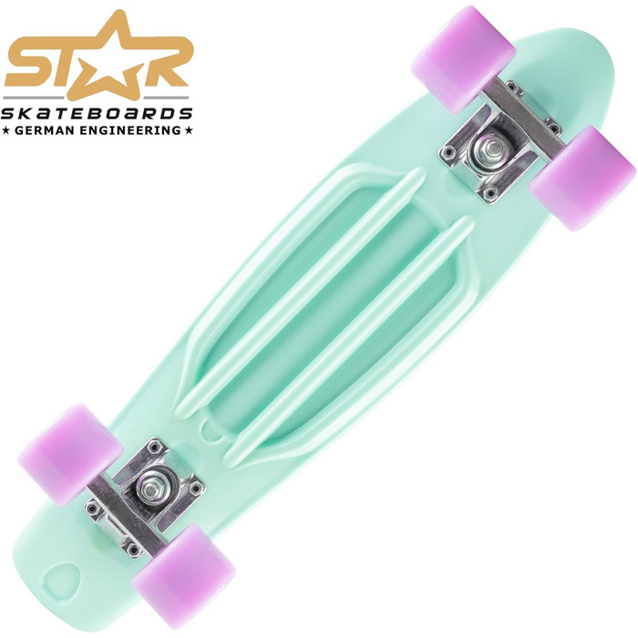 Скейтборд BIKESTAR Vintage Retro Cruiser 60 мм для дітей та дорослих, багатобарвний, для початківців від 6 років