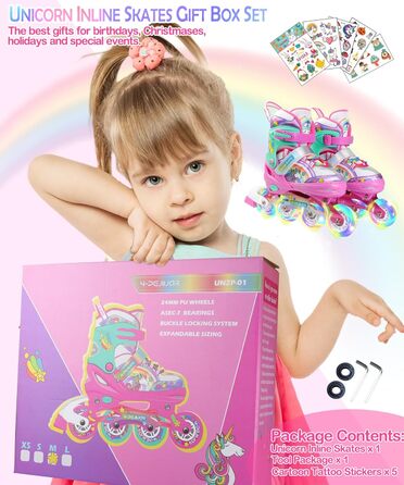 Інлайнерочки Єдиноріг для дівчаток, розмір регулюється, з підсвічуванням, рожеві. Розміри 38-41.