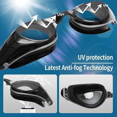 Окуляри для плавання WAVE для короткозорих, антифог, захист від UV, без протікання, діоптрії -10.0, червоні