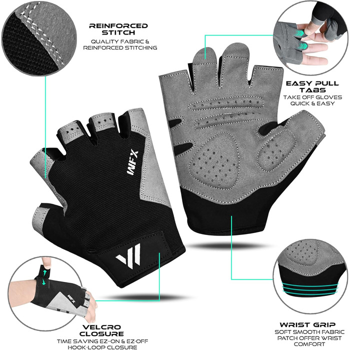 Фитнес-рукавички Westwood Fox для тренувань: неслизькі, амортизуючі, для важкої атлетики, з підкладкою, дихаючі, без пальців, підтримка відсутня