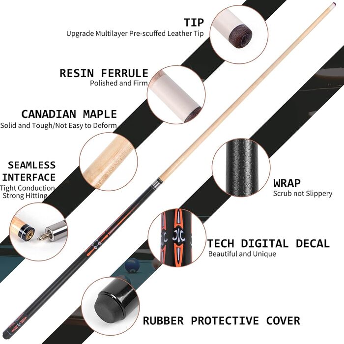 Набір для більярду Lotmusic: 4 шт., роздільна, канадський клен, вага 510-595 г, для більярдних шанувальників