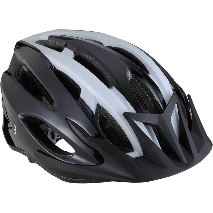 Велосипедний шолом BBB Condor для дорослих, знімний козирок, сітка від комах, MTB і шосе, чорний/білий, розмір M (54-58 см)