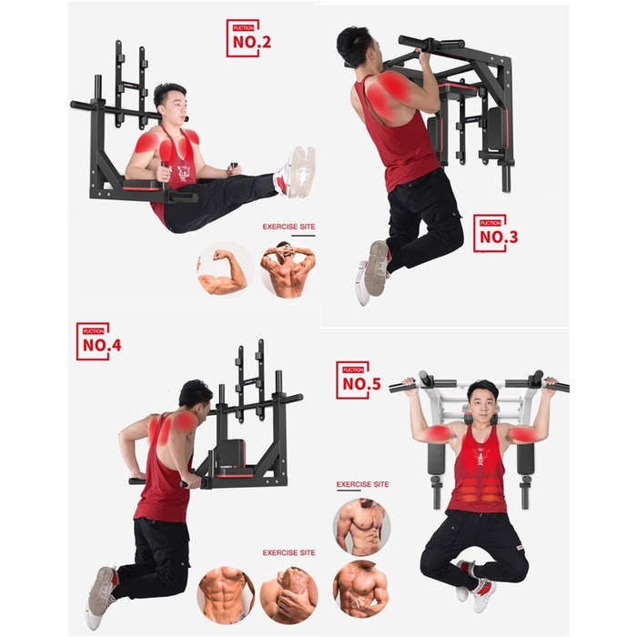 Кімнатна турнік для стіни 2-в-1 з платформою для віджимань, чорний. Макс. навантаження 500 кг. Фітнес для дому