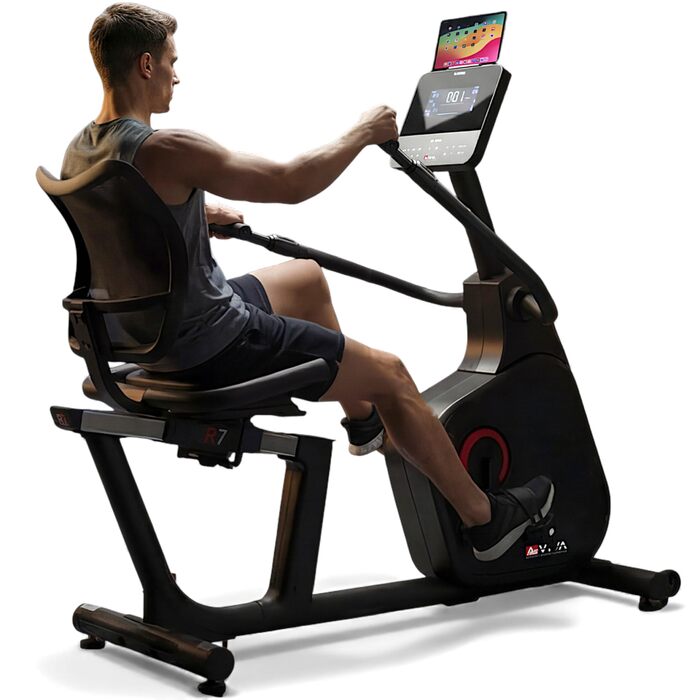 Велотренажер AsVIVA R7 Liegeergometer: Електричний, з сидінням та спинкою, 24 програми, 18 кг маховик, вимірювання пульсу