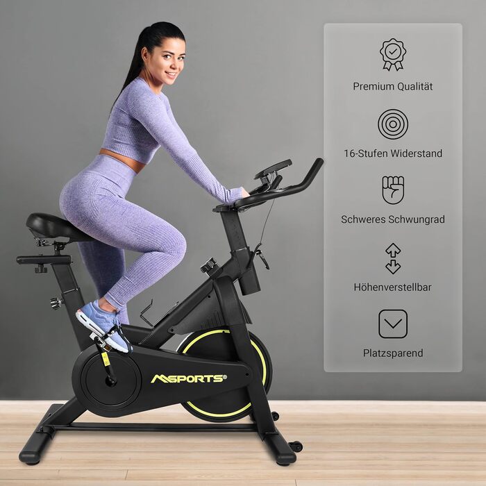 Преміум велотренажер MSPORTS Indoor Cycling Bike Black, 8 кг маховик, магнітний опір, Bluetooth, фітнес велоергометр для дому
