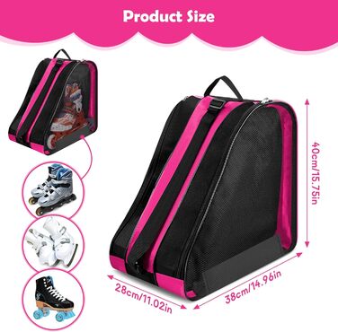 Сумка для роликів та ковзанів для дітей, рожева. З регульованим ремінцем. Підходить для роликів, ковзанів та хокею.