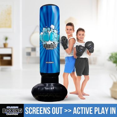 Надувний боксер для хлопчиків 4-8-12 років, стоячий бокс, карате-таеквондо, іграшка для активних ігор, подарунок на день народження, синій, міцний бокс-сет