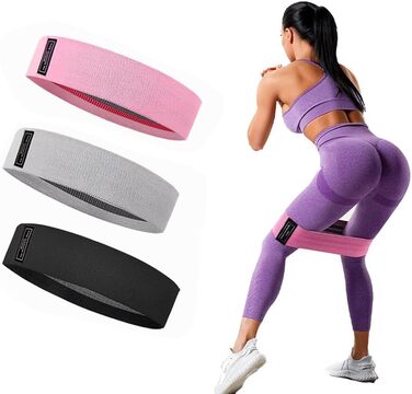 Гумові еластичні стрічки для фітнесу fdsmall 3 шт. (3 рівні опору) для сідниць та стегон, нековзні стрічки для занять йогою, пілатесом та силовим тренуванням