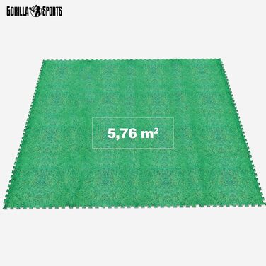 Набір захисних пазл-матів для підлоги GORILLA SPORTS (16 шт), 60x60x1.2 см, EVA піна, протиковзкі килимчики для фітнесу та тренувань, колір: трава (5,76 м²)