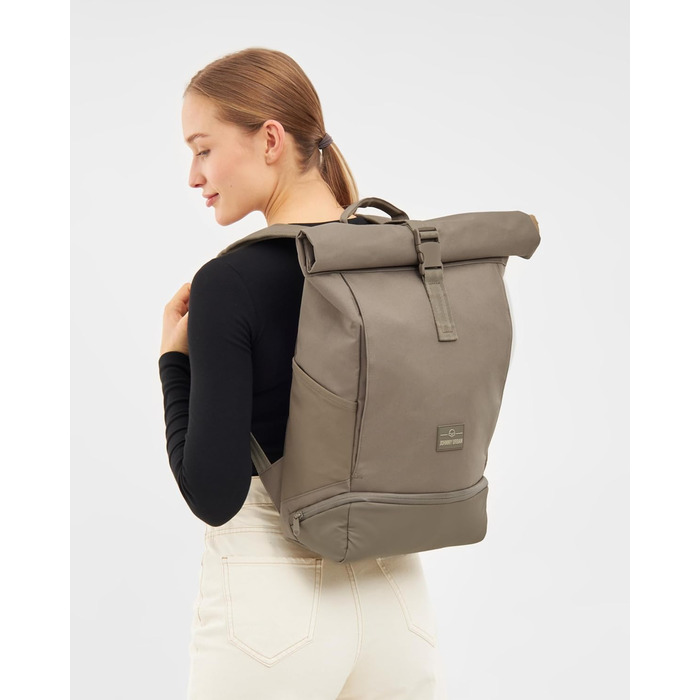 Рюкзак Johnny Urban Allen Medium сірий, ролтоп, 15 л, водостійкий, для ноутбука, універсальний для жінок і чоловіків, еко матеріали, для міста, бізнесу, університету, велосипеду