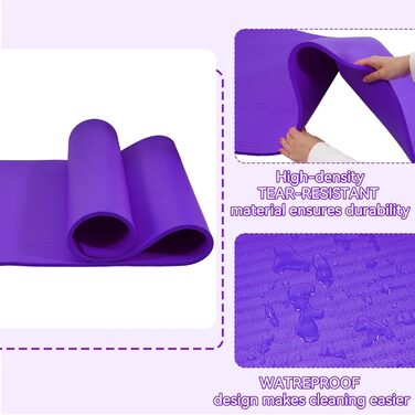 Гімнастичний килимок BalanceFrom GoYoga, 12 мм, висока щільність, з ременем для перенесення, фіолетовий, зносостійкий