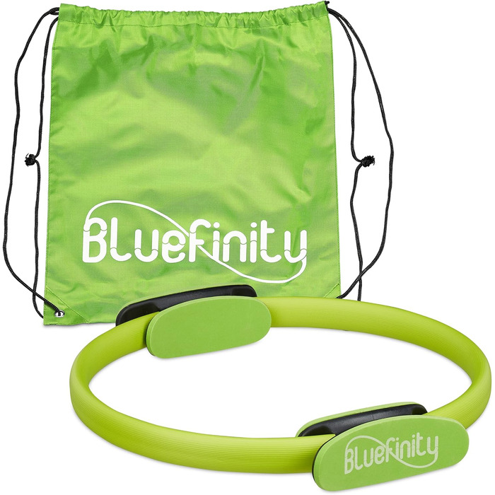 Пілатес кільце Bluefinity 4 шт, Ø37 см, склопластик, подвійна ручка, м'які накладки, зелений, фітнес йога, з вправами