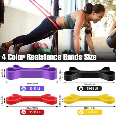 Фітнес гумки WuGU: набір з 4 рівнями опору для силових тренувань, йоги, пілатесу