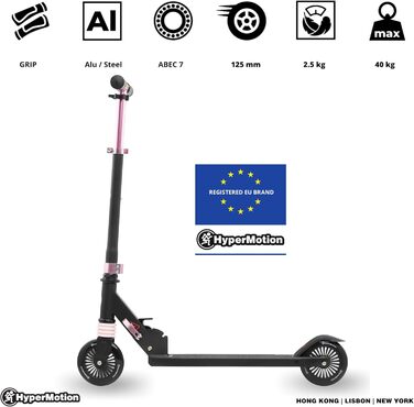 Дитячий самокат HyperMotion Wally, складаний, для дітей 4-9 років, з амортизатором, регульоване кермо, гумові колеса 125 мм
