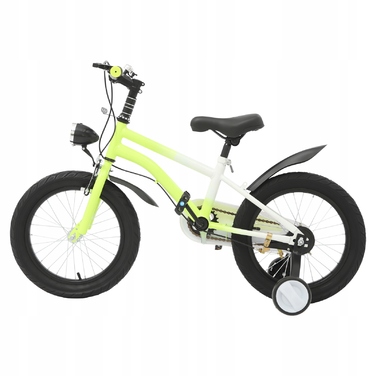 Дитячий велосипед 16-дюймовий, жовтий, з додатковими колесами та LED-підсвіткою