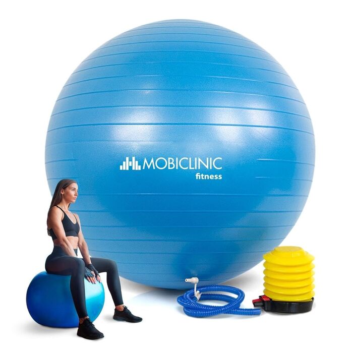 Фітнес-м'яч Mobiclinic Gymnastikball 58 см, синій - для тренувань, з насосом