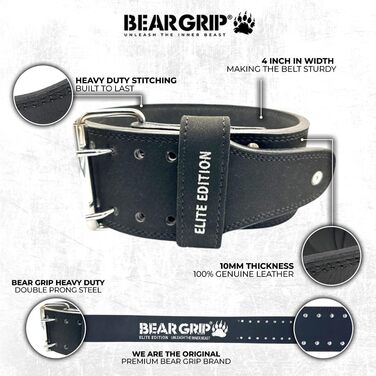 Пояс для пауерліфтингу BEAR GRIP Power Belt Elite Edition, преміум, подвійна пряжка, XS, сірий