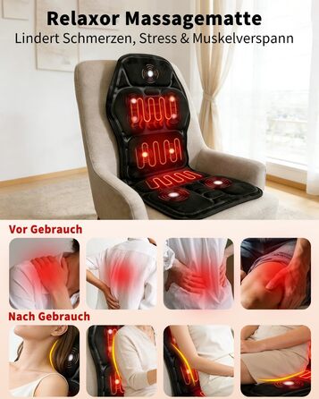 Електрична масажна подушка для спини та шиї з підігрівом та вібрацією. Масажна подушка для крісла, для дому та офісу