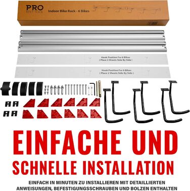Настінна тримач для велосипедів PRO BIKE TOOL на 6 велосипедів - міцна конструкція, економія місця