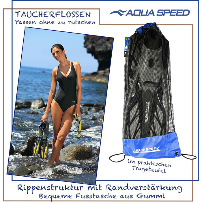 Довгі ласти Aqua Speed INOX 44/45 для дорослих, сірі/білі – ласти для плавання, дайвінгу та снорклінгу для жінок і чоловіків