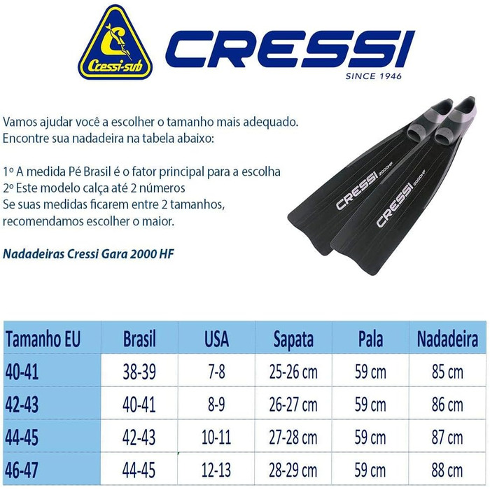 Ласти Cressi Gara 2000 HF чорні 40/41 для апное та фрідайвінгу