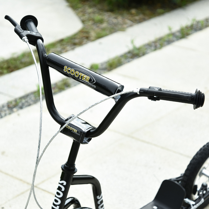 Дитячий самокат HOMCOM Scooter City Scooter від 5 років кікборд з 12 дюймовими пневматичними шинами в чорному кольорі 120x58x75-80 см для безпечної їзди