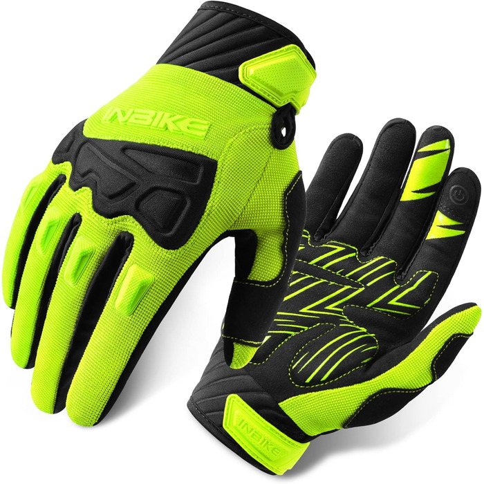 Рукавички INBIKE MTB для катання на велосипеді: захист пальців TPR, SCR-підкладка, зелені, розмір M