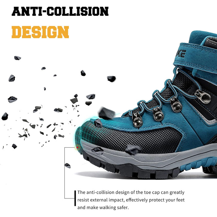 Зимові черевики VITIKE для дітей (хлопчики та дівчатка), тепле хутро, черевики для снігу та трекінгу, розмір 38 EU, колір Павлиній синій