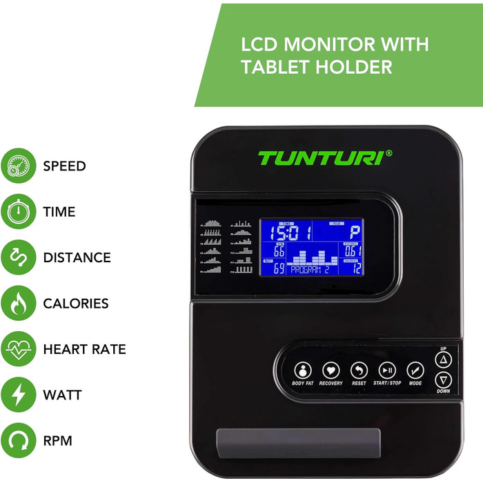 Ергометр Tunturi Cardio Fit E30: велотренажер для дому з датчиком пульсу та підставкою для планшета