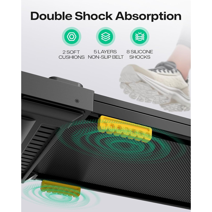 UREVO Smart Walking Pad: Бігова доріжка під стіл з двома амортизаторами, керування через додаток, для дому та офісу