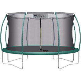 Трамплін Ultrasport Deluxe: діаметри 244/305/366/430 см, сертифікований TÜV Rheinland, повний комплект, круглий садовий трамплін з м'якими стійками, захисним сіткою та захисним бортиком (Deluxe)