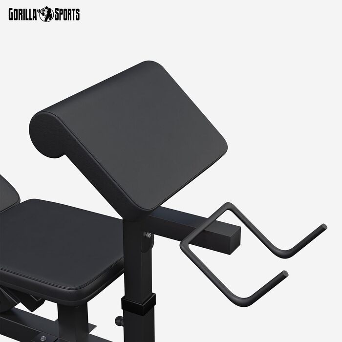 GORILLA SPORTS® Лава для жиму з гантелями 40 кг, 170 см штанга, тренажер для ніг, батерфляй, станція для віджимань, стійка для біцепса, фітнес-станція, силова станція з довгою штангою, чорна