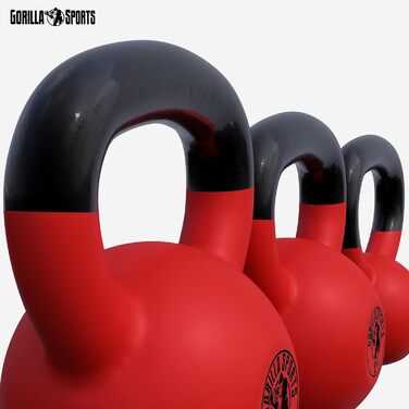 Kettlebell GORILLA SPORTS 2-32 кг, чавунна, з вініловим покриттям, для фітнесу та тренувань