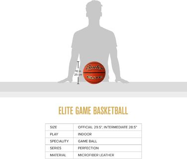 Баскетбольний м'яч Baden Elite Indoor, офіційний розмір 7 (29,5 дюйма), для залу