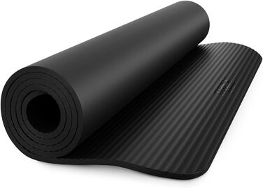 TREX SPORT Килимок для гімнастики та фітнесу | Товстий та м'який, 190x80x1 см, з ручкою для перенесення, чорний | Килимок для йоги з антиковзаючим покриттям