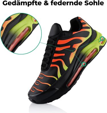 Спортивні кросівки для жінок та чоловіків: амортизація, легкі бігові кросівки, чорний, зелений, оранжевий, 38 EU