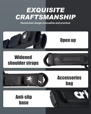 Кейс для більярду CRICAL, 2 x 2 жорсткі чохли для снукеру, з штучної шкіри/оксфордського канвасу (чорний)