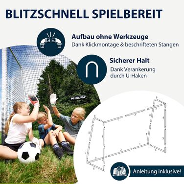 Ворота для футболу HUDORA Pro Tect Advanced з сіткою та захисною оболонкою – для дітей та дорослих – 180 x 120 см