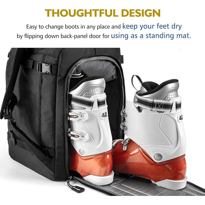 Рюкзак для гірськолижного спорядження Unigear 50/70L з кишенею для шолома, чорний, 50/70 літрів