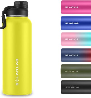 Термос-бутилка SOLARLAB з нержавіючої сталі 1,2 л, ізотермічна, для гарячих і холодних напоїв, для спорту та активного відпочинку, жовта