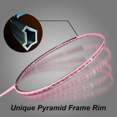 Ракетка для бадмінтону Senston N80 Ultraleicht Graphit з карбоновим волокном та сумкою (6U рожева)