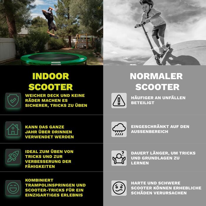 Трюковий самокат Indo Trick Scooter V2 Pro Green Mamba (12+ років) для підлітків, дітей та дорослих – для вулиці та приміщення