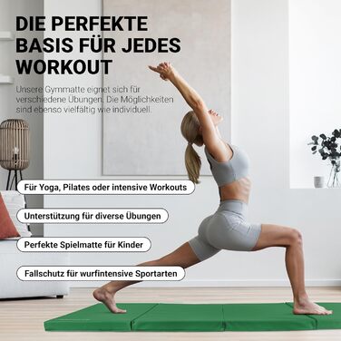 Гімнастичний мат MSPORTS Turnmatte Premium складаний м'який килимок для спорту та дітей, зелений (190 x 80 x 5 см)
