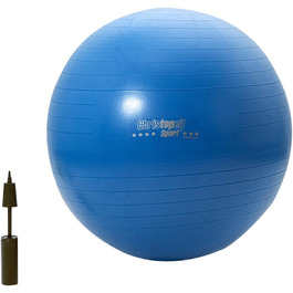 Гімнастичний м'яч Christopeit Sport 75 см, синій, з 2-ходовим насосом – фітнесбол для йоги, пілатесу, офісу