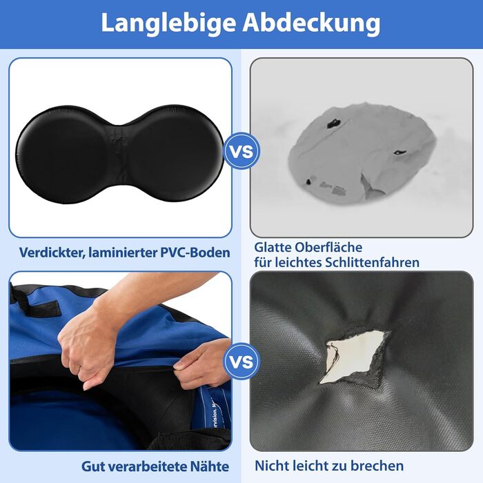 Надувний сніговий круг COSTWAY 200 см для 2 осіб з тросом та насосом, 400 кг, блакитний